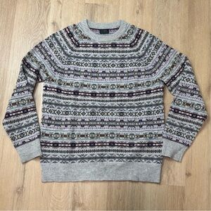 J Crew Men’s Lambswool Fair Isle Crewneck Sweater